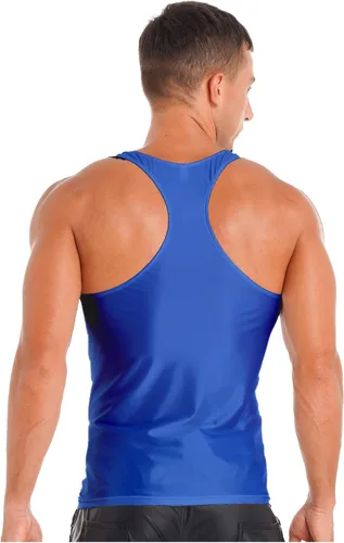 Vista 4 de YONGHS Camisetas sin mangas brillantes brillantes para hombre, para gimnasio, musculación, fitness, sin mangas