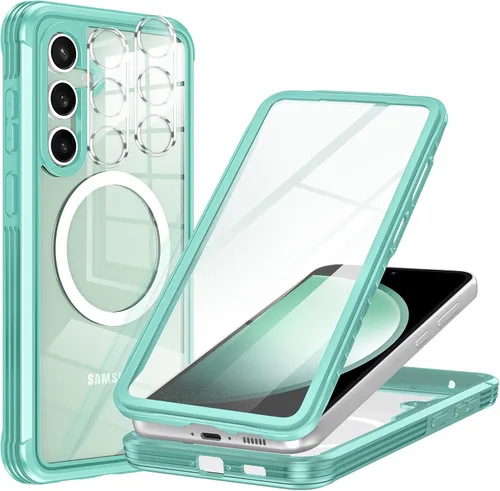 Vista 12 de Hekodonk Funda para Samsung Galaxy S24 Ultra, compatible con MagSafe, protector de pantalla integrado y 2 protectores de lente de cámara, funda Azul