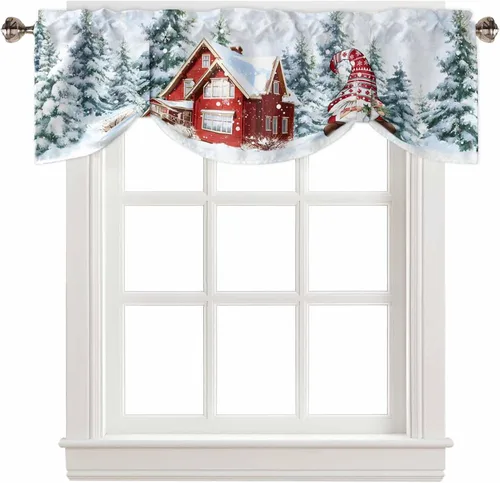 Vista 8 de Cortina de ventana ajustable con lazos para ventana, cenefa de cocina para sala de estar, arte abstracto, sol y arco iris, bolsillo para barra