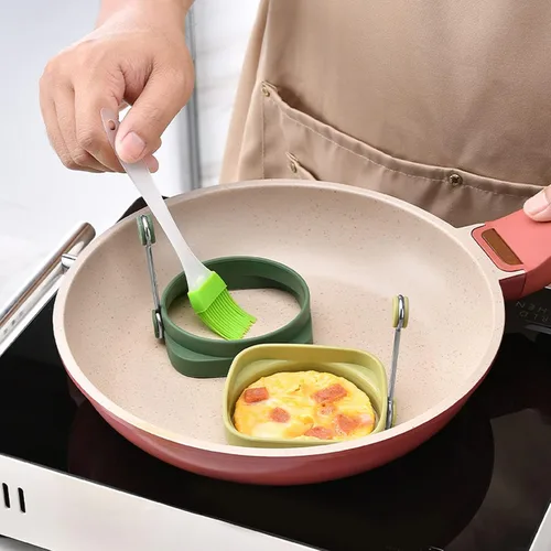 Vista 8 de 5 anillos de huevo con mango para freír huevos, silic1 doble cara para postre, anillos de huevo de silicona Blackstone