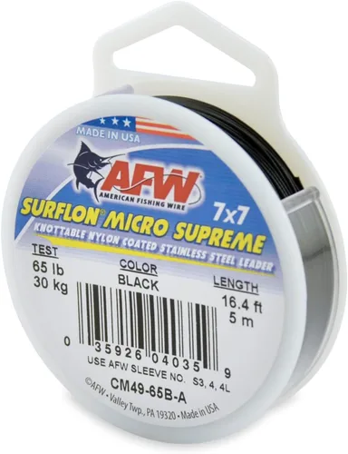Vista 19 de American Fishing Wire Surflon Micro Supreme Nylon recubierto 7x7 de acero inoxidable, líder en alambres anudables para pesca en agua salada, pesca