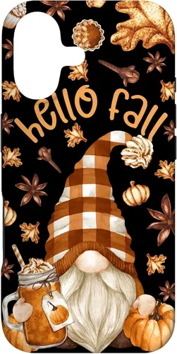 Vista 32 de Pumpkin Spice Coffee Hello Fall Funny Thanksgiving Gnome Case for iPhone 16