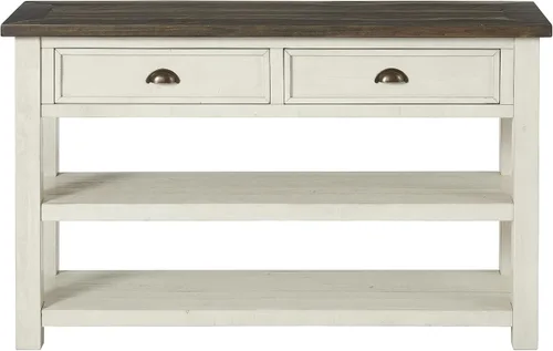 Vista 11 de Martin Svensson Home Mesa consola de sofá de madera maciza, color negro con tapa marrón