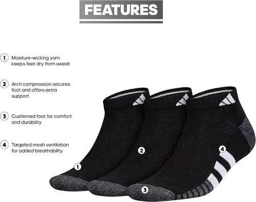 Vista 2 de adidas Calcetines acolchados de corte bajo para hombre (3 pares)