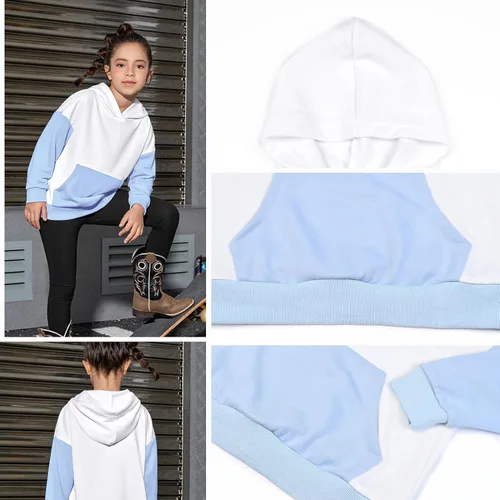 Vista 5 de Jxstar Sudadera de manga larga con capucha y cremallera para niñas, camisa suelta con bolsillo