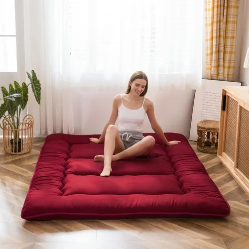 Vista 22 de MAXYOYO Colchón Japonés de Suelo Futón Colchón, Tapete de Tatami Engrosado de 4", Almohadilla para Dormir Plegable Enrollable para Niños y Niñas