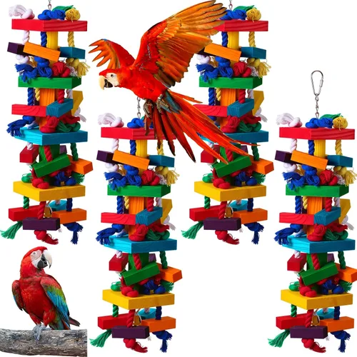 Vista 10 de Soulchen - Juego de 4 juguetes de loro de pájaro extra grande, juguete