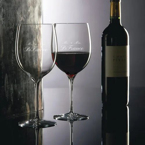 Vista 4 de Waterford Grabado Elegance Copas de vino Burdeos, 22 onzas, juego de 2 Personalizado con grabado personalizado para Burdeos, Cabernet Sauvignon