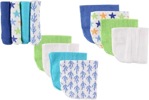 Vista 6 de Luvable Friends Paños unisex de algodón para bebé, color azul sólido, talla única