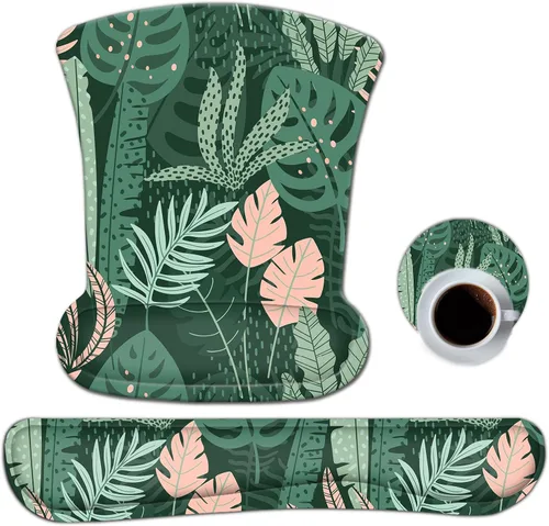 Vista 15 de AIMSA Reposamuñecas ergonómico para teclado y alfombrilla para mouse con soporte de muñeca, bonito juego de alfombrillas de espuma viscoelástica