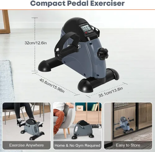 Vista 22 de Mini Exercise Bike, AGM Under Desk Bike Pedal Exerciser Foot Cycle Arm & Leg Pedal Exerciser with LCD Screen Displays