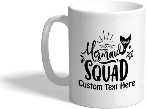 Vista 7 de Style In Print Funny Summer Mermaid Nautical Ceramic Coffee Mug 11 Ounces Squad Mermaid Types Sun Waves Stars White Tea Cup Design Only