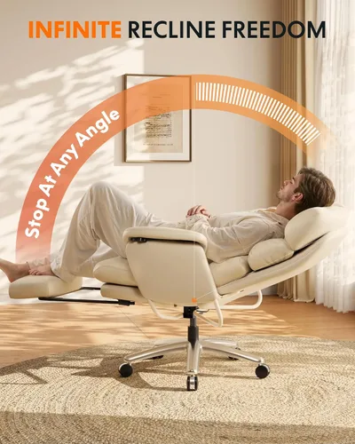 Vista 3 de FLEXISPOT HC4-Pro - Silla de oficina reclinable con nivel infinito de 90 Beige