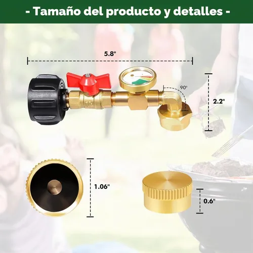 Vista 6 de Adaptador de recarga de propano para tanques de 1 libra, adaptador de recarga de propano para cilindro de propano recargable de 1 libra, convertidor