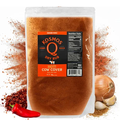 Vista 16 de Kosmos Q Funda de vaca Hot BBQ Rub, regalo del día del padre, condimento picante de bistec y pechuga con chile, ajo, cebolla, pimentón y humo