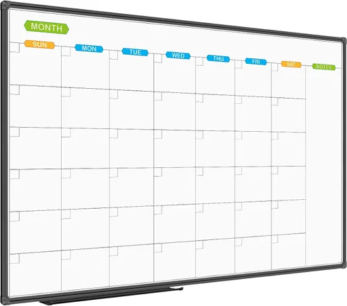 Vista 13 de JILoffice Calendario de Pizarra Blanca de Borrado en Seco - Calendario de Pizarra Blanca Magnética Mensual 24 X 18 Pulgadas, Marco de Aluminio Negro