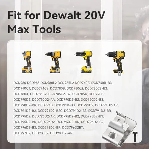 Vista 6 de Clips de cinturón para Dewalt, 6 piezas de clips para herramientas de perforación de acero inoxidable 304 con tornillos para Dewalt N268241 N086039
