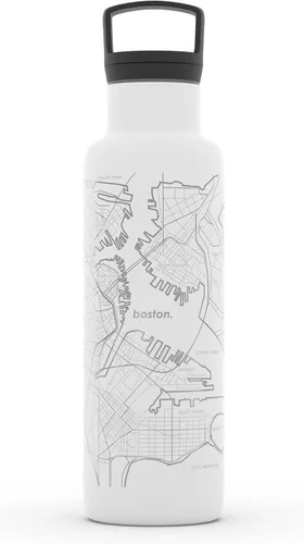 Vista 6 de Well Told Botella de agua aislada con mapa de Washington DC grabado, botella de acero inoxidable grabada (21 onzas, blanco) botella aislada de mapa
