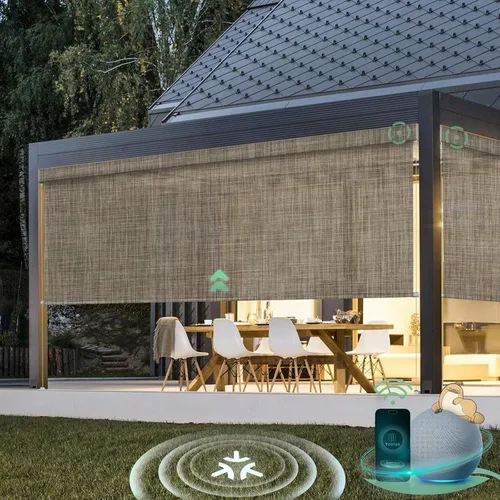 Vista 11 de Yoolax Motorized Matter - Persianas para exteriores compatibles con Alexa, pantallas retráctiles de patio con control remoto, persianas enrollables