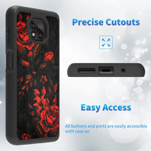 Vista 5 de Funda de teléfono 2 en 1 para Motorola G Power 2021 (6.6 pulgadas), resistente a prueba de golpes, de doble capa, de policarbonato duro, de goma