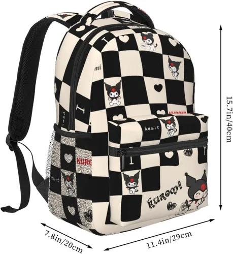 Vista 2 de jipin Lindas mochilas para niñas y mujeres, mochilas de anime, color negro y blanco, bolsa de viaje ligera de dibujos animados, Negro