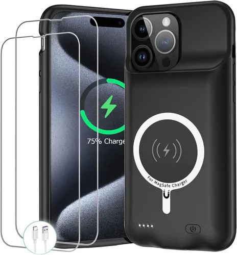 Vista 9 de Funda de batería para iPhone 14, 10000 mAh, funda protectora de carga portátil, compatible con carga inalámbrica, compatible con iPhone 14