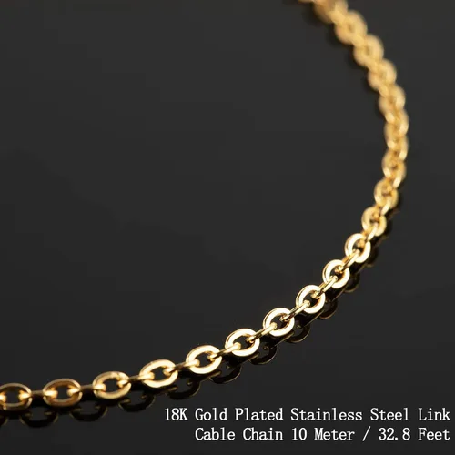 Vista 4 de UMAOKANG Cadenas chapadas en oro de 33 pies para fabricación de joyas, carrete de eslabones de cadena de cable plano para manualidades, aretes