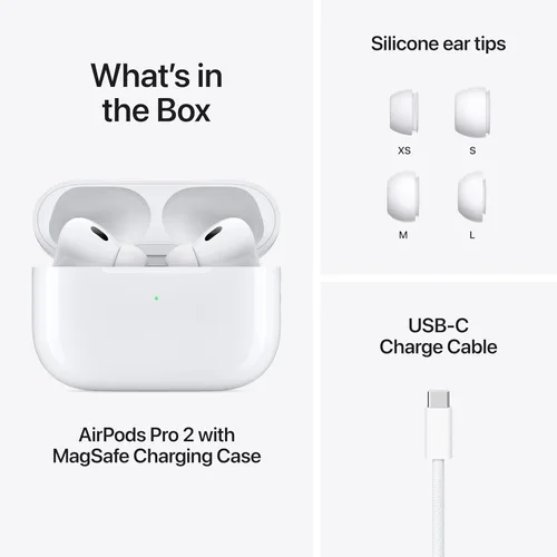 Vista 7 de Apple AirPods Pro 2 auriculares inalámbricos, cancelación activa de ruido, función de ayuda auditiva, auriculares Bluetooth, transparencia, audio