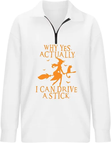 Vista 3 de Sudadera divertida para mujer, con estampado gráfico, casual, de moda, manga larga, cuello redondo, regalo de bruja