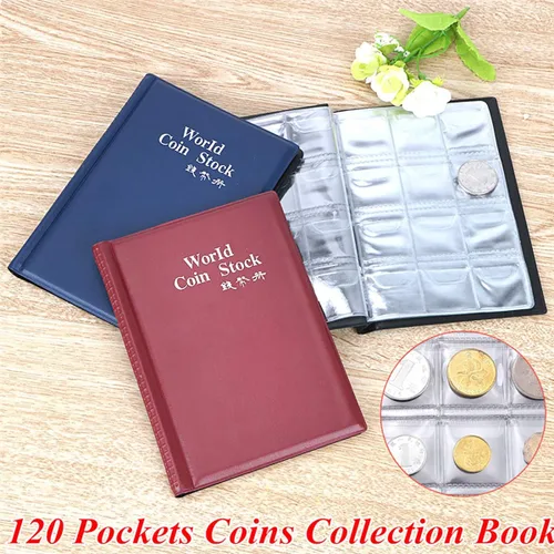 Vista 7 de Colección de 120 bolsillos para monedas, álbum de almacenamiento de monedas, libro para coleccionistas, bolsillo de centavo (negro)