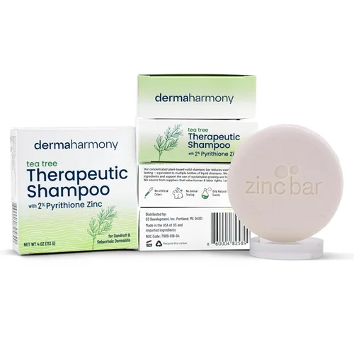 Vista 4 de Dermaharmony Barra de champú de zinc con piritiona al 2% - Árbol de té (4 onzas)