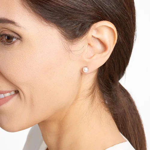 Vista 4 de Amazon Essentials Aretes redondos de plata de ley con piedra natal (anteriormente colección Amazon)