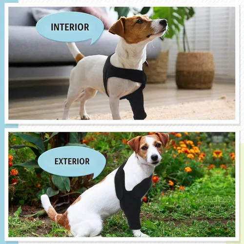 Vista 8 de ROZKITCH Manga de Cirugía para Pata de Perro Pata Delantera Derecha Izquierda, Protector de Codo y Rodilla para Mascotas que Previene Lamer Heridas
