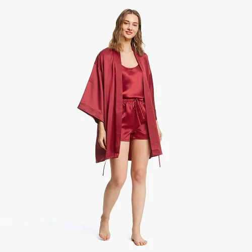 Vista 7 de LilySilk Conjunto de pijama de seda para mujer, 19 momme 100% seda de morera, camisola