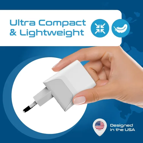 Vista 7 de Adaptador de viaje Ceptics, de EE. UU. a Japón, Filipinas, con doble USB, tipo A, ultra compacto Tipo L - Italia