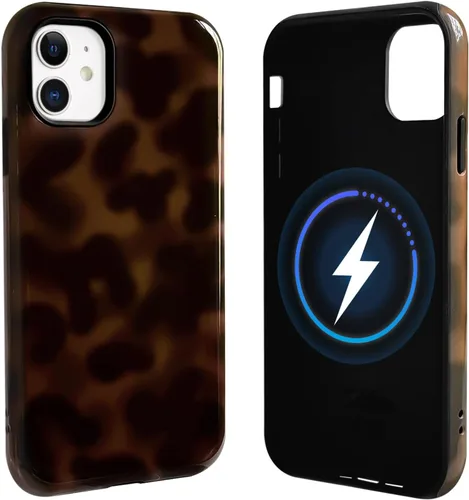 Vista 23 de NITITOP Funda magnética compatible con iPhone 11, compatible con MagSafe lindo diseño estético de leopardo ámbar tortuga para mujeres, hombres