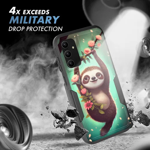 Vista 227 de Funda para Galaxy A14 5G, resistente de doble capa híbrida de policarbonato duro, goma suave, a prueba de golpes, funda protectora resistente