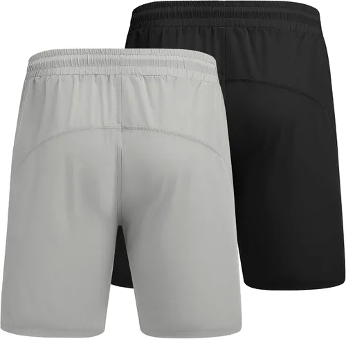 Vista 9 de COOFANDY Pantalones cortos deportivos para correr para hombre, 9 pulgadas, ligeros, con cintura elástica, pantalones cortos deportivos