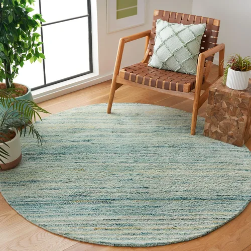 Vista 6 de SAFAVIEH Casablanca Shag Collection - Alfombra decorativa, 2 pies 3 pulgadas x 5 pies, turquesa y marfil, lana maciza hecha a mano, ideal para sala