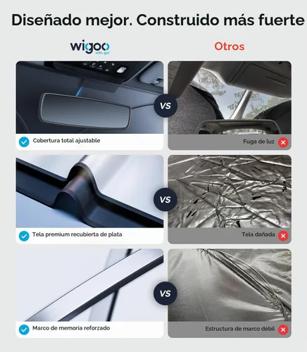 Vista 7 de Wigoo Parasol para parabrisas Jeep Wrangler, ajuste personalizado, se