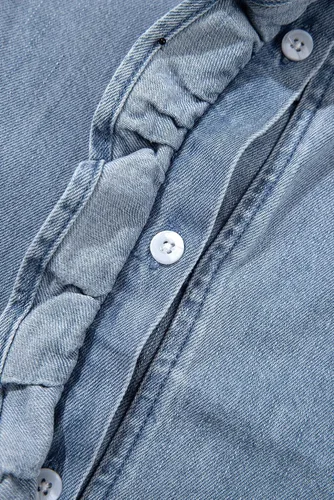 Vista 9 de Dokotoo Chaleco de mezclilla para mujer, casual, de verano, con botones, peplum, cuello en V, sin mangas, camisa de mezclilla
