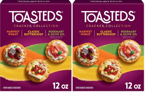 Vista 11 de Galletas tostadas, galletas tostadas, aperitivos de fiesta, paquete variado, caja de 12 onzas (1 caja)
