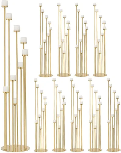 Vista 10 de Candelabro Negro de Piso de 9 Brazos Portavelas para Decoración del Hogar, Bodas, Cenas, Eventos Formales (Vela Excluida) Candelabro negro