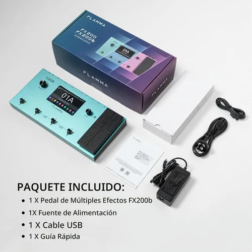 Vista 8 de FLAMMA FX200 - Procesador multiefectos con batería, pantalla táctil LCD de 5" programable, puerto MIDI, amplia E/S, grabación de audio USB, 58