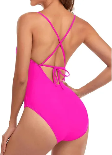 Vista 4 de Tempt Me Traje de baño sexy de una pieza con cuello en V y espalda cruzada