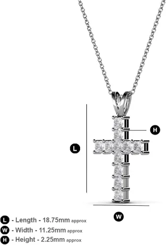 Vista 2 de Collar con colgante de cruz de zafiro blanco de 34 quilates para mujer, de 16 pulgadas, cadena de oro de 14 quilates