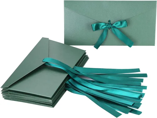 Vista 7 de 10 sobres con nudo, 5 perlas de color para tarjeta de regalo de negocios, boda, fiesta, invitación, 8.6 x 4.2 pulgadas, sobre de tarjeta de regalo