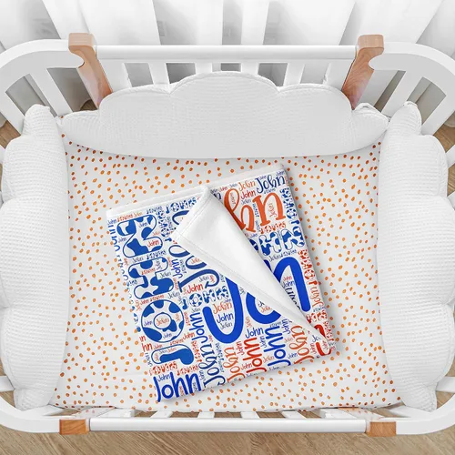Vista 7 de Manta de bebé personalizada para niños con nombres artísticos de palabras, 30 x 40 pulgadas, 12 colores y 9 fuentes, mantas personalizadas para niños