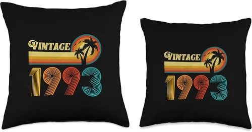 Vista 3 de Vintage 1993 Birthday Gift for Men Women 33 Years Retro Palm Throw Pillow