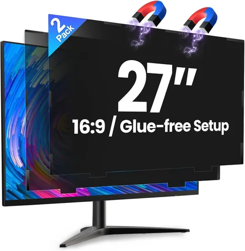 Vista 16 de Paquete de 2 pantallas magnéticas de privacidad de computadora de 24 pulgadas para monitor con relación de aspecto 16:9, protector de privacidad